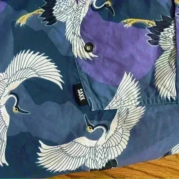 Saxx Cannonball 2N1 Swim Trunks Size Small Blue Purple White Bird Ballpark Pouch - Picture 6 of 11